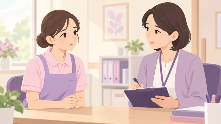 利用者・家族からのハラスメントについて上司に相談する介護職員