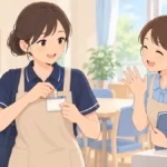ブランクを経て介護職に復職し名札を付ける職員