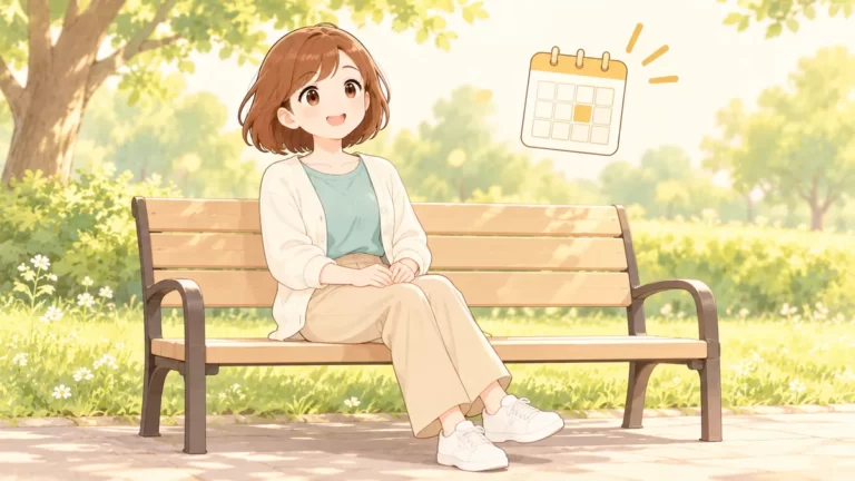 有給休暇の日に公園でくつろぐ介護職員のイラスト